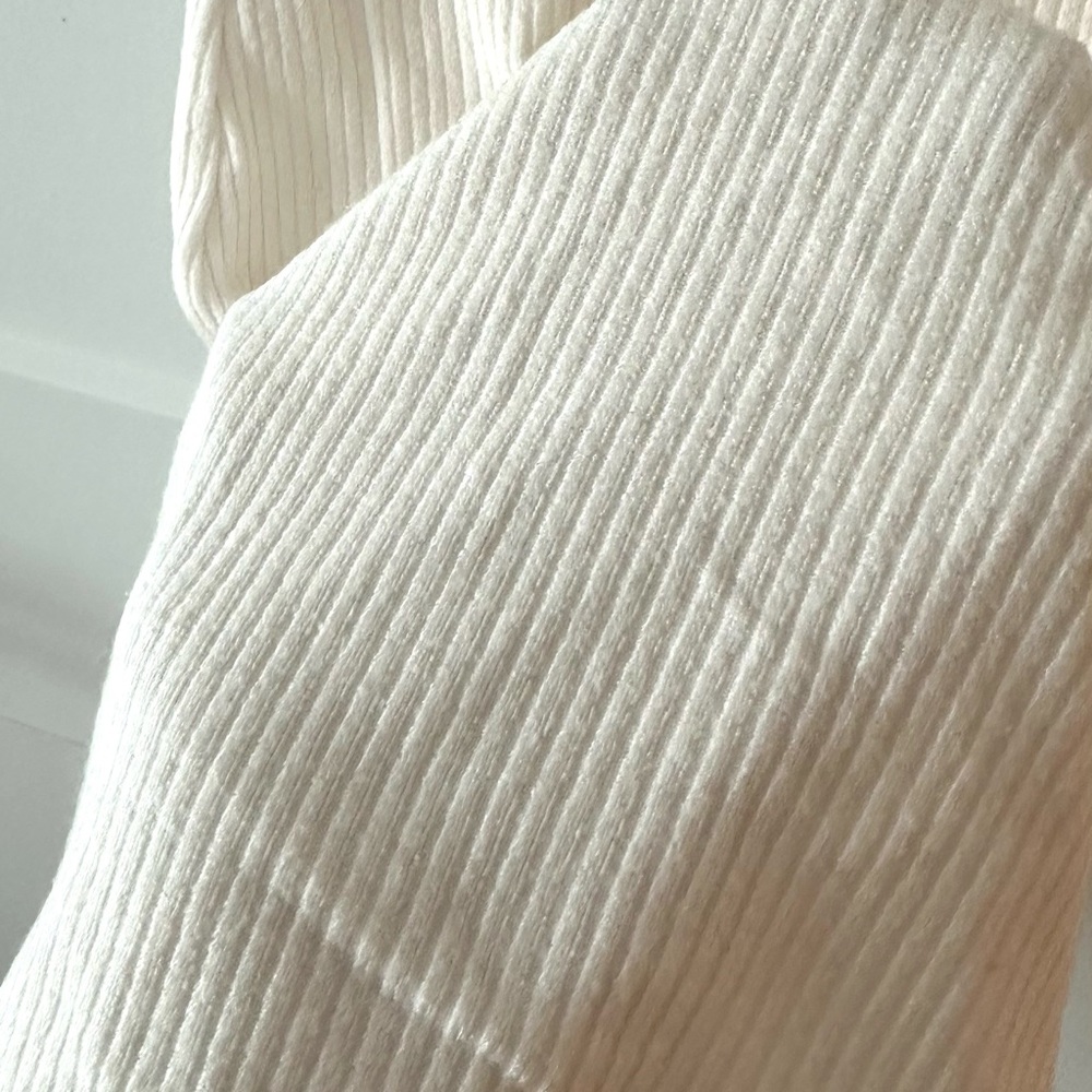 Oh Polly Cream Ribbed Midi Dress with Sweetheart Bust - Picture 7 of 8